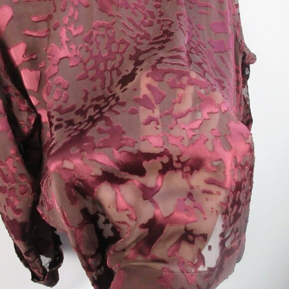 Club Monaco Velvet Burnout Top Women XS Red Black Whimsigoth Silk Polka Dot 68 - Picture 6 of 9